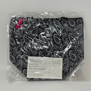 New In Package Black, White & Pink Paisley Print Pampered Chef Lunch Tote PB10